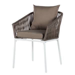 Chaises de jardin Modica (lot de 3) Tressage synthétique / Aluminium - Taupe / Blanc