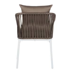 Chaises de jardin Modica (lot de 3) Tressage synthétique / Aluminium - Taupe / Blanc