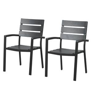 Chaises de jardin Kudo I (lot de 2) Aluminium / Polywood - Anthracite / Noir