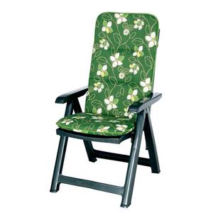 Chaise pliante Santiago VIII Pliante - Avec coussin - Matière synthétique / Textile - Vert / Motif floral vert et blanc