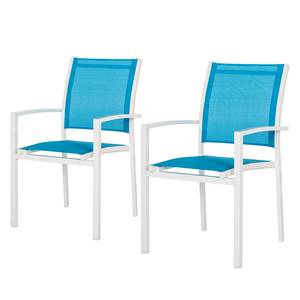 Sedia da giardino Sonny (set 2) Alluminio/Tessuto bianco/Blu