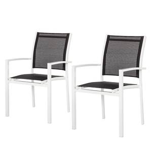 Chaises de jardin Linu (lot de 2) Aluminium/Textile - Blanc/Gris foncé