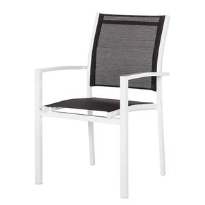 Chaises de jardin Linu (lot de 2) Aluminium/Textile Blanc/Gris foncé