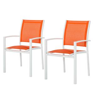 Chaises de jardin Leno (lot de 2) Aluminium / Textile - Blanc / Orange