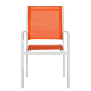 Chaises de jardin Leno (lot de 2) Aluminium / Textile - Blanc / Orange