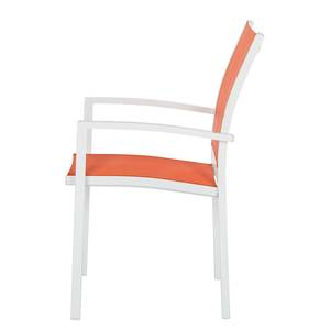 Gartenstuhl Leno (2er-Set) Aluminium/Textil Weiß/Orange