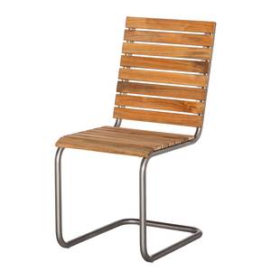 Chaises de jardin T-Line II (lot de 2) Bois teck massif / Acier inoxydable