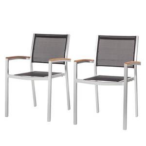 Tuinstoelen Teak Line Vari aluminium/geweven stof - zwart