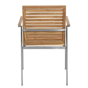 Set di 2 sedie da giardino TEAKLINE Legno di teak massello / Acciaio inox - Teak / Argento