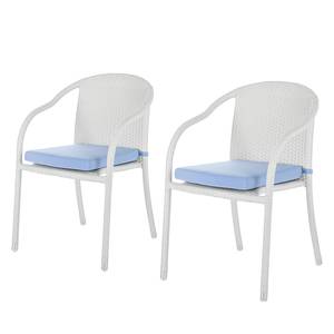 Sedia da giardino White Beach (set 2) Polyrattan/Tessuto bianco /Blu chiaro