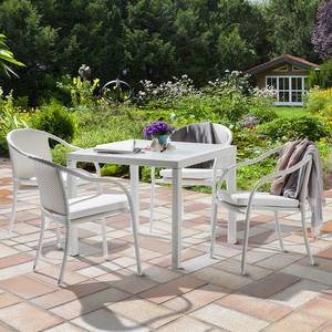 Relaxstoel voor de tuin White Beach (2-delige set) - van wit polyrotan