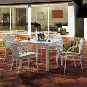 Gartenstuhl White Beach IV (2er-Set) Polyrattan/Textil - Weiß/Cappuccino