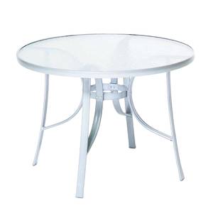 Gartentisch mit Glasplatte Aluminium/Milchglas - Silber/Halbtransparent