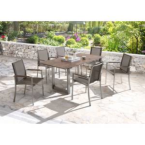 Table de jardin Nando Stratifié / Acier inoxydable Gris Marron 180 x 95 cm