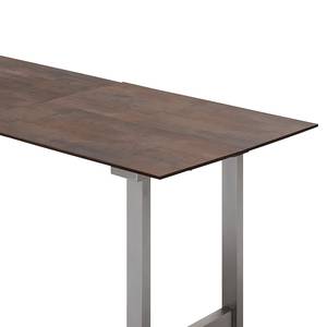 Table de jardin Nando Stratifié / Acier inoxydable Gris Marron 180 x 95 cm