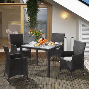 Table de jardin Paradise Gismo Poly rotin / Verre - Gris / Blanc