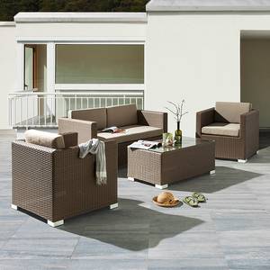 Gartentisch Rattanesco Puca Polyrattan/Glas Braun/Klar Gartentisch