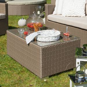 Gartentisch Rattanesco Puca Polyrattan/Glas Braun/Klar Gartentisch