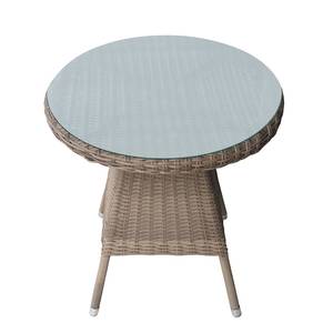 Tavolo da giardino Villebon II Beige - Marrone - Vetro - Metallo - Rattan sintetico - 70 x 74 x 70 cm