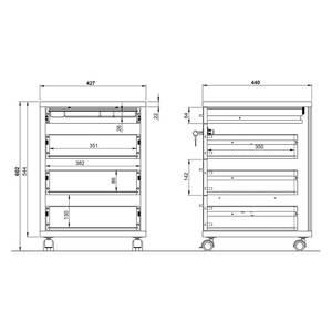 Rollende kast Svene witte pijnboomhouten look/Navarra eikenhouten look - Witte pijnboomhouten look/Navarra eikenhoutkleurig