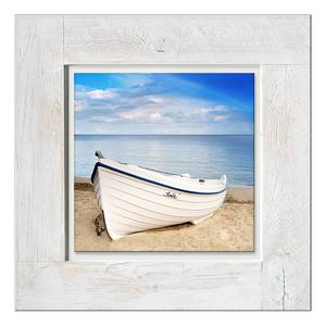 Quadro con vetro Lost in thought II Blu - Multicolore - Legno massello - 50 x 50 x 2.1 cm