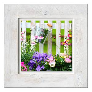 Afbeelding achter glas Lovely garden II Groen - Meerkleurig - Massief hout - 50 x 50 x 2.1 cm