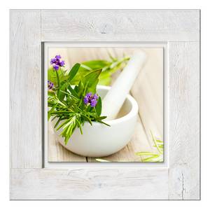 Glasbild Lovely lavender IV Grün - Multicolor - Massivholz - 50 x 50 x 2.1 cm