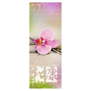Glasbild Orchidee V 30x80 Beige - Grün - Pink - Weiß - Glas - 30 x 80 x 0.5 cm