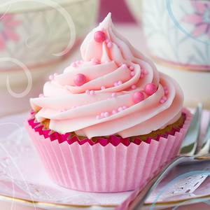 Immagine su vetro fucsia Cupcake II 50x50