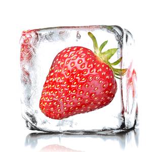 Quadro con vetro Strawberry Ice Rosso - Bianco - Vetro - 20 x 20 x 0.5 cm