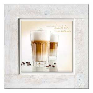 Glasbild White Latte Macchiato Beige - Multicolor - Massivholz - 50 x 50 x 2.1 cm