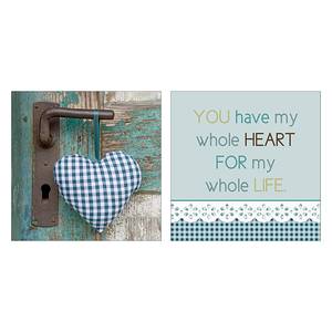 Glasbild Whole heart (2-teilig) Blau - Multicolor - Glas - 20 x 40 x 1.3 cm