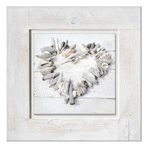 Sous-verre Wooden love II Multicolore - Blanc - Bois massif - 50 x 50 x 2.1 cm