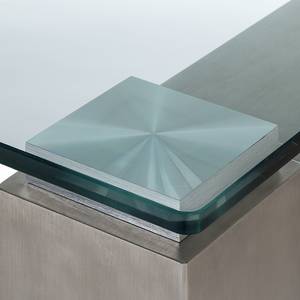 Table en verre transparent Palma I Aspect acier inoxydable - 125 x 90 cm
