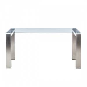 Table en verre transparent Palma I Aspect acier inoxydable - 125 x 90 cm