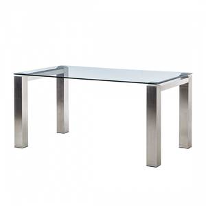 Table en verre transparent Palma I Aspect acier inoxydable - 160 x 90 cm