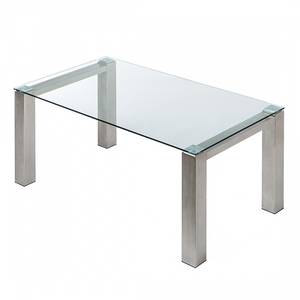 Glazen tafel Palma I helder glas - Roestvrij stalen look - 200x100cm