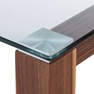 Table en verre transparent Palma I Imitation noyer - 180 x 90 cm