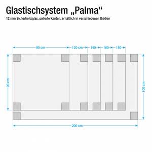 Glastisch Palma I Klarglas - Nussbaum Dekor - 180 x 90 cm