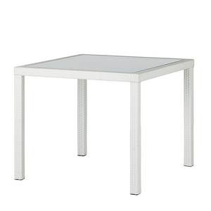 Table en verre White Beach Polyrotin / Polyester Blanc Cappuccino blanc Table en verre 90 cm Verre Dépoli