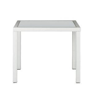 Tuintafel White Beach Polyrattan/Glas wit/Milchig