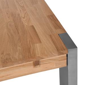 Table à rallonge Gustave Chêne massif/acier inoxydable brossé- Dimensions : 160/250 x 90 cm