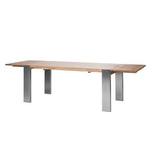 Table à rallonge Gustave Chêne massif/acier inoxydable brossé- Dimensions : 160/250 x 90 cm