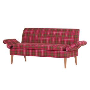 Diningsofa Charline (2-Sitzer) Webstoff Pink kariert - Braun