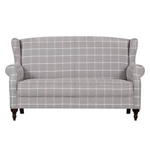 Diningsofa Cosimo II (3-Sitzer) Webstoff Grau kariert - Braun