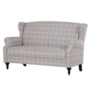 Diningsofa Cosimo II (3-Sitzer) Webstoff Grau kariert - Braun