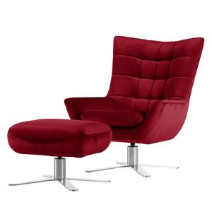 Fauteuil Chassy microvezel - Kersenrood - Met hocker