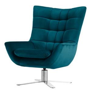 Fauteuil Chassy Microfibre Bleu pétrole - Avec repose-pieds