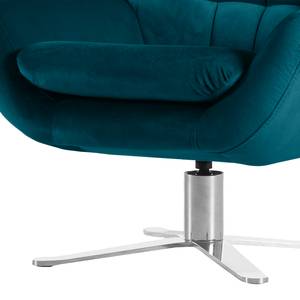 Fauteuil Chassy Microfibre Bleu pétrole - Avec repose-pieds