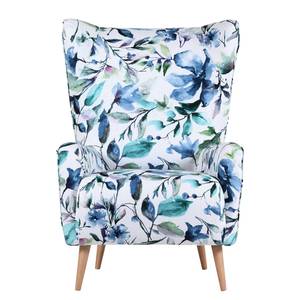 Oorfauteuil Volon vlakweefsel - wit/blauw - gebloemd